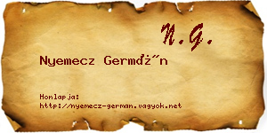 Nyemecz Germán névjegykártya